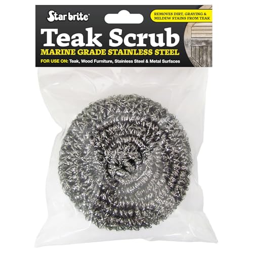 Image of STAR BRITE Marine-Grade Stainless Steel Scrub Scouring Pad Scrubber - Refinish Wood Furniture & Boat Teak