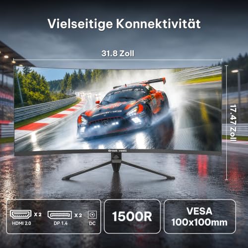 Great voell 34 Zoll Ultrawide Curved Gaming Monitor UWQHD 1440P, 165Hz – Ansicht 6