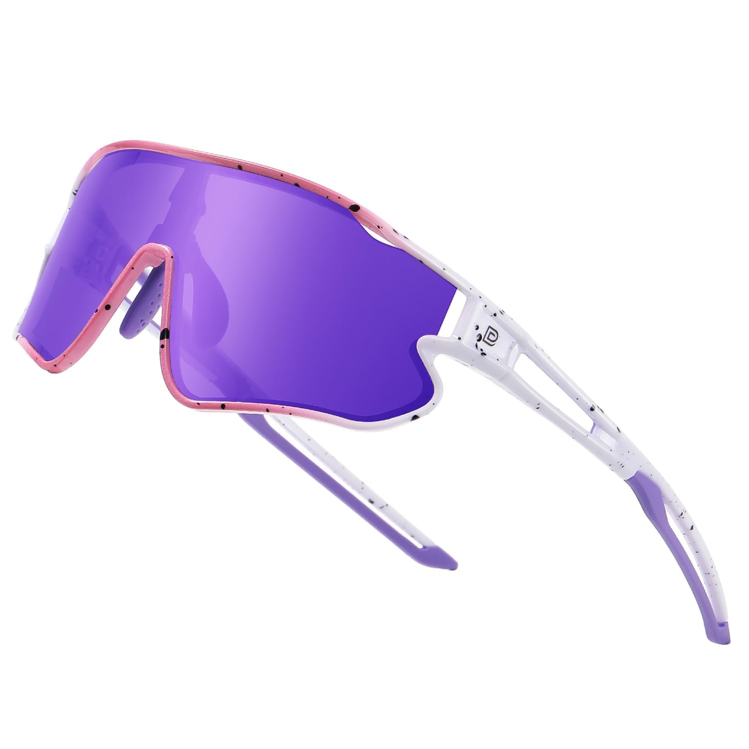 DUCO Kinder Sonnenbrille Jugend Baseball Sonnenbrille Leicht TR90 Rahmen UV400 Sport Radfahren Sonnenbrillen für Jungen Mädchen DK268 (Rosa Weiß Rahmen PurpleTemple Revo Purple Linse)