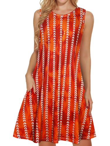 Image of elescat Women's Summer Dresses 2026 Beach Casual Sleeveless Floral Print Tank Loose Sundress with Pocket
