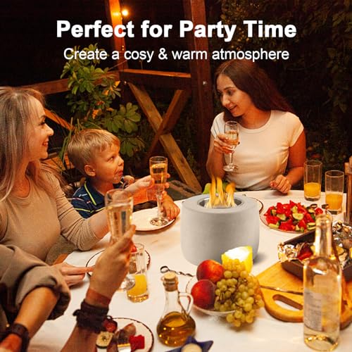 QIAMO Tischkamin, Bio Ethanol Kamin Indoor und Outdoor, Bioethanol Tischkamin echte Feueratmosphäre, Tischfeuer Set für Balkon Deko (Einfarbig Hellgrau)