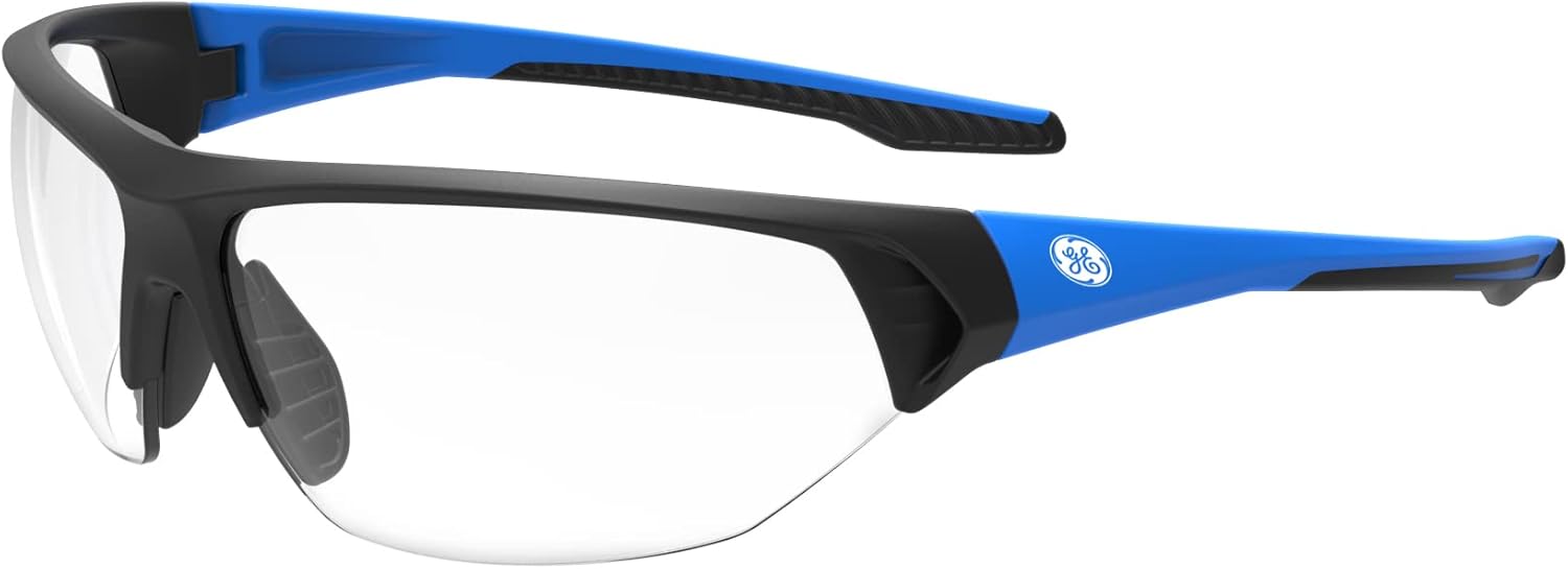 GE Safety Glasses, ANSI Z87.1, 06 Series, Anti-scratch Lens, 99.9% UV Protection, EN 166, 12 Pack