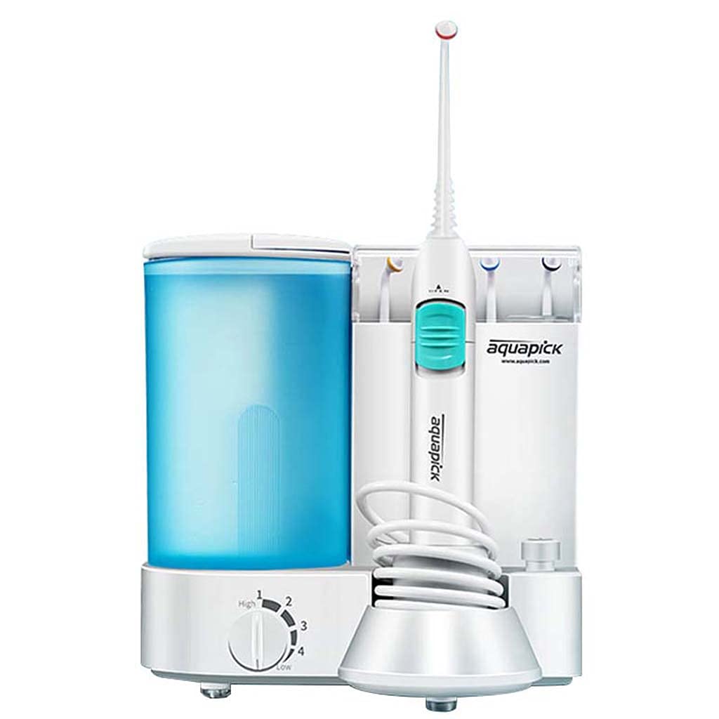 TJH Flosser de Agua para Dientes, irrigador Oral Flosser Dental de Agua 500ml Flosser de Dientes eléctrico con 4 presiones de Agua y 4 boquillas de Chorro, Chorro de Agua para Dientes/frenillos