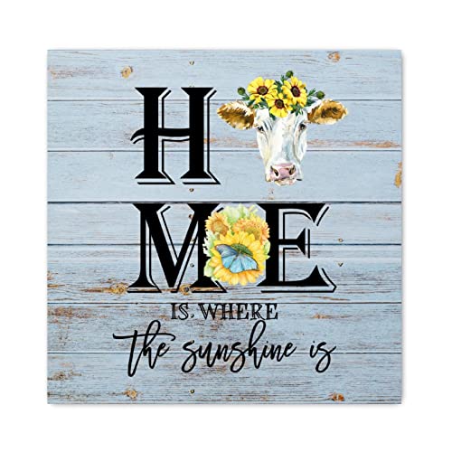 Décoration maison campagne avec panneau bois vache et tournesol