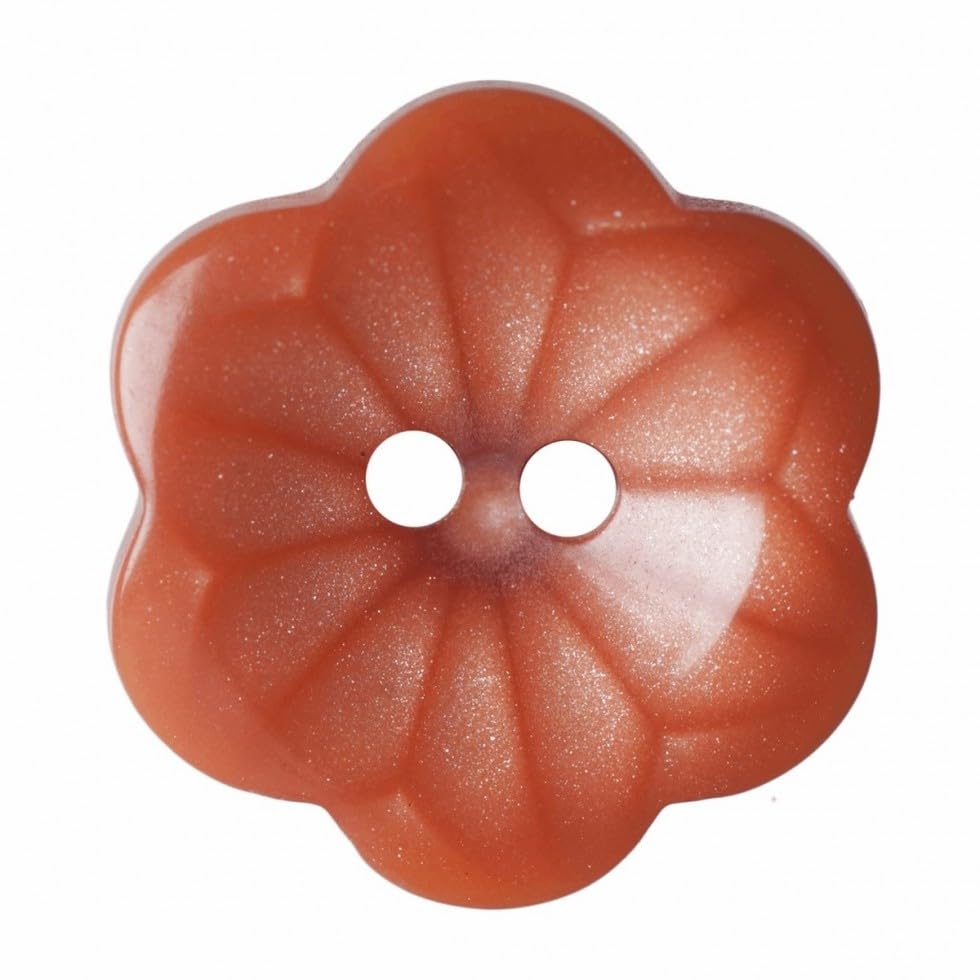 Hemline Plastic Flower Buttons Orange 15mm - per Pack of 5