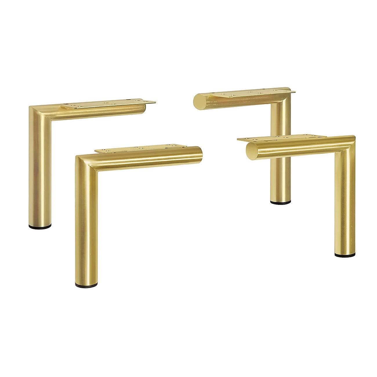 AKB Hardware Set of 4 Heavy Duty Metal Furniture Legs – Modern Designer Legs for Sofa Tables, Coffee Tables, and DIY Projects (7" H_Brushed Brass)