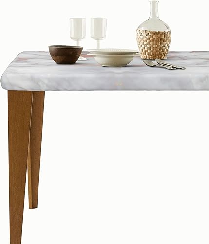 Miniatura 5 de ADFSHIDS Mantel ajustable de mármol blanco y oro rosa para mesa rectangular, cubierta de mesa con bordes elásticos para interiores y exteriores, 30