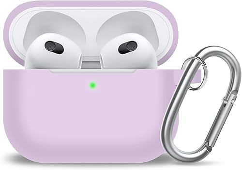 Vista 93 de Funda compatible con AirPods de tercera generación, accesorios de protección de silicona con llavero y kit de limpiador para mujeres y hombres, LED