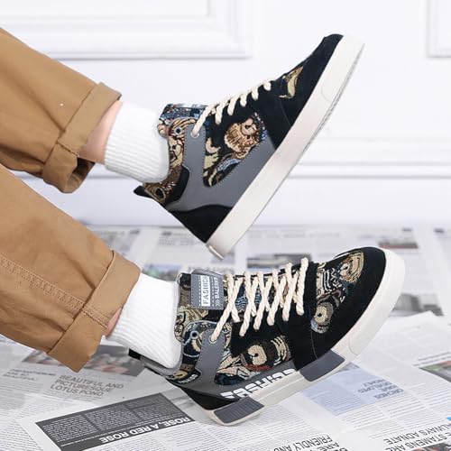 Image of Men's Fashion High Top Chinese Style Skate Sneakers Stylish Comfortable Skateboarding Road Running Walking Shoes