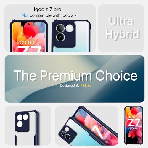 Image of Outlouders Back Cover for iQOO Z7 Pro 5G / Vivo T2 pro 5G | Ultra Hybrid Transparent | Full Camera Protection | Raised Edge | Crystal Clear Bumper Case (Blue)