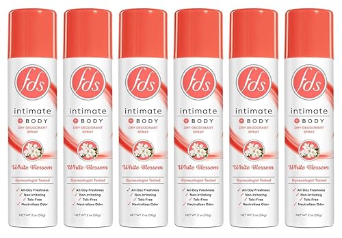 FDS Hypoallergenic Intimate Deodorant Spray, White Blossom 2 Ounce (6-Pack)