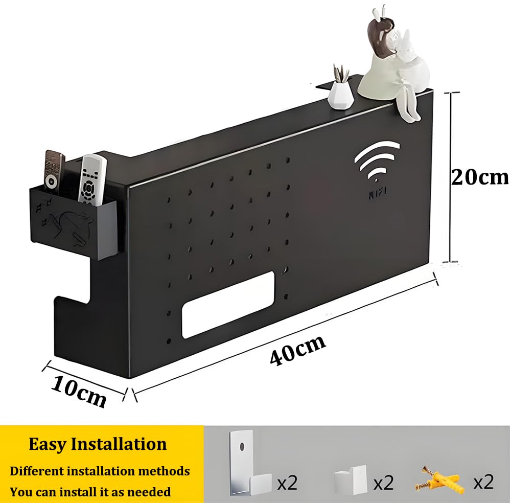 Router Verstecken, Router Schrank, WLAN Box Verstecken Regal Wandhalterung kabelbox schwarz (Black)