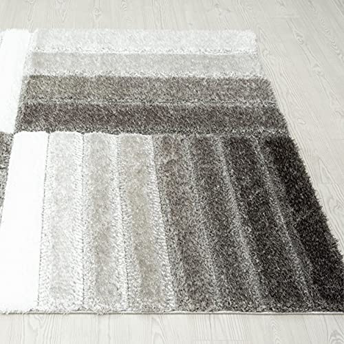 Image of Carpets for Living Room 3 x 5 Feet Soft Smooth Thick Non-Slip Fluffy Shaggy Area Rug for Bedroom, Drawing, Kids Room, Office with Upto 2 Inch Microfiber High Pile (Gray Silver A)