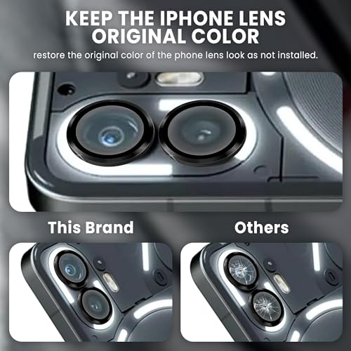 Image of ArmourPro Camera Rings Tempered Glass for Nothing Phone 2, Tough HD Individual Aluminum Alloy Rings 9H Camera Cover, Scratch-Resistant,Camera Lens Protection| Black, 1 Pack