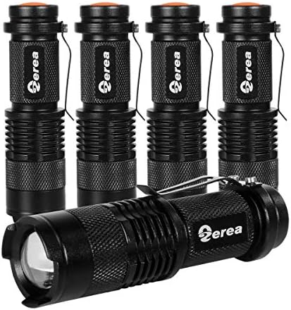 5 Pack Ultra-Bright LED Tactical Mini Flashlights, High Lumens Zoomable LED Handheld Flashlights with 3 Lighting Modes - Best for Emergency, Hiking, Outdoor and Camping, ZEREA(Black)