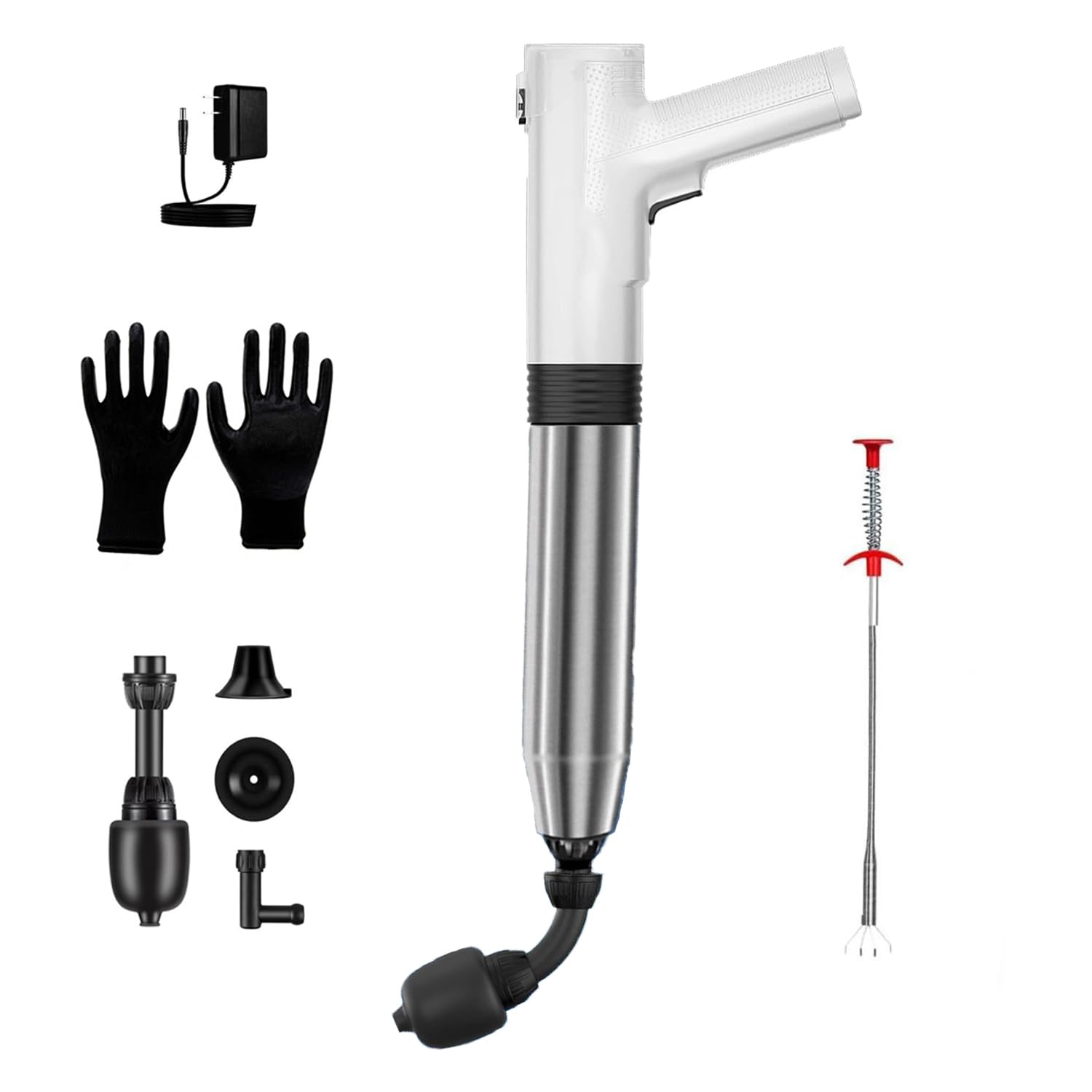 Desatascador Tuberias Profesional,Desatascador Wc,Limpiador Eléctrico De Tubos,Limpiador De Alta Presión Para Tubos,Limpiador De Conductos a Aire Comprimido Para Lavabo,Wc,Baño,Ducha y Cocina