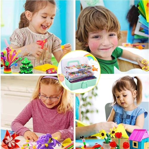 Gutenguy Bastelset Kinder, 3000+Pcs Bastelkoffer Bastelbedarf Material Set, Große Bastelbox Geschenke für Mädchen Jungen3 4 5 6 7 8 9 10 11… – Ansicht 4
