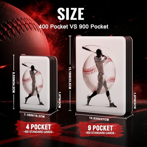 Image of Kabinka 9 Pocket Baseball Card Binder, 900 Standard Cards Sports Card Binder with Zipper, Protective Trading Card Binder Collector Organizer for Baseball Sports Cards TCG (Baseball 1)