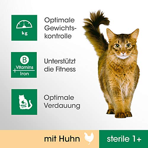 Perfect Fit Katzenfutter Trockenfutter Pro-Sterile für sterilisierte/ kastrierte Katzen Adult 1+ Reich an Huhn, 5 Beutel (5 x 750g)