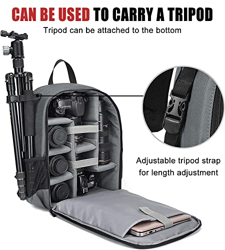 Cwatcun Camera Backpack Bag Professional For Slr Dslr Mirrorless Camera Waterproof Camera Case Compatible With Sony Canon Nikon Camera And Lens Tripod Accessories (Ⅱ Small Gray) #TOP4