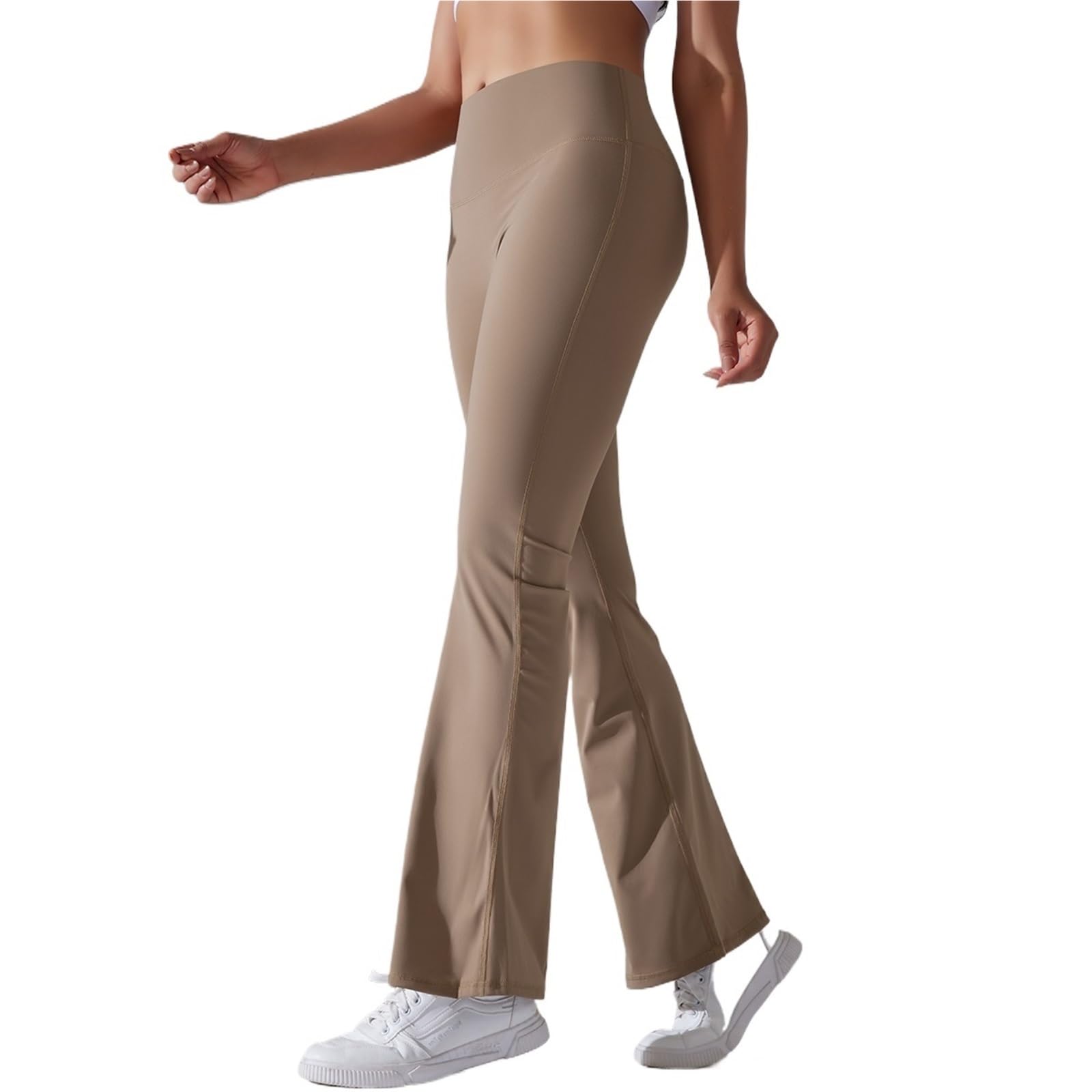 Pantaloni svasati tinta unita leggings da yoga da donna a vita alta elasticizzati da allenamento a gamba larga pantaloni fitness