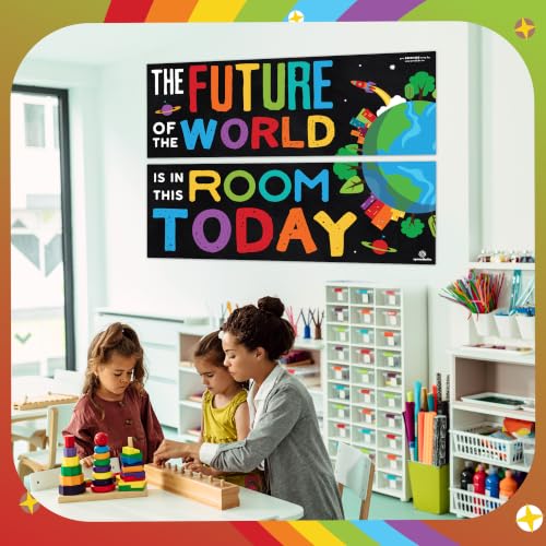 Image of Sproutbrite 2 Pack 13.5 inch x 39 inch Educational Posters - Teacher Posters for Classroom - Bulletin Board and Wall Decor for Pre, Elementary and Middle School Creates a Purpose-Driven and Motivated