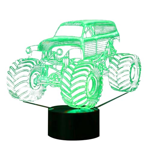 Lámpara de escritorio 3D monster tractor multicolor miniatura 1