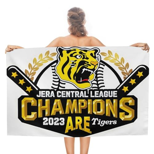 阪神タイガース 2023 リーグ優勝記念 ビーチタオル バスタオル スイムタオル ビーチブランケット ビーチマット 吸水 速乾 軽量 大判 スポーツ 海水浴 旅行用タオル コンパクト タイダイ柄 コットンタオル タオルケット ブランケット 80X130cm