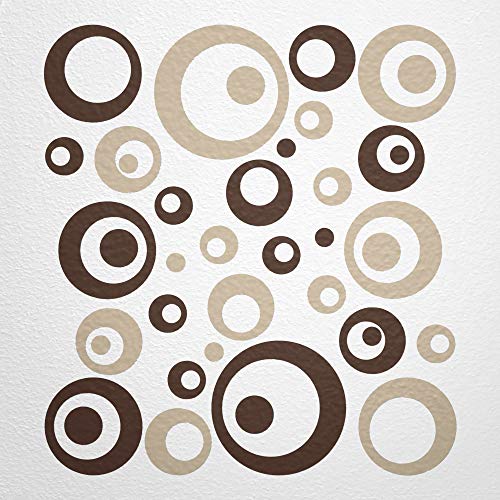 Wandtattoo Kreise & Punkte – 56 Aufkleber Für Kinderzimmer, Bad, Küche | Selbstklebend & Rückstandslos Entfernbar | Farbe Beige/weiß