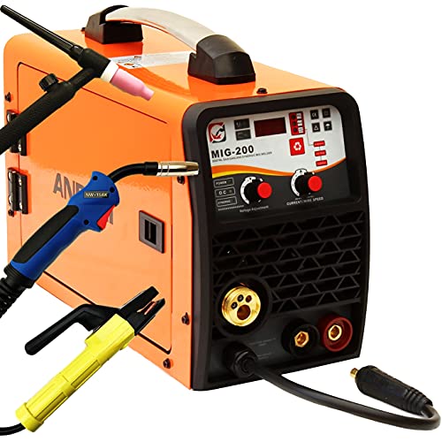 200AMP MIG/MAG/Flux/Lift TIG/MMA 5 in 1 IGBT DIGI DC Inverter Welder Gas/GASLESS Welding Machine with MIG Torch, Lift TIG Torch and Accessories