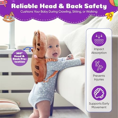 Image of HippoBaby Baby Head Protector Backpack, Soft & Breathable Cushion for Toddlers, Adjustable Straps, Cartoon Safety Pillow for Crawling & Walking, Infant Protection for Head & Back (Butterfly)