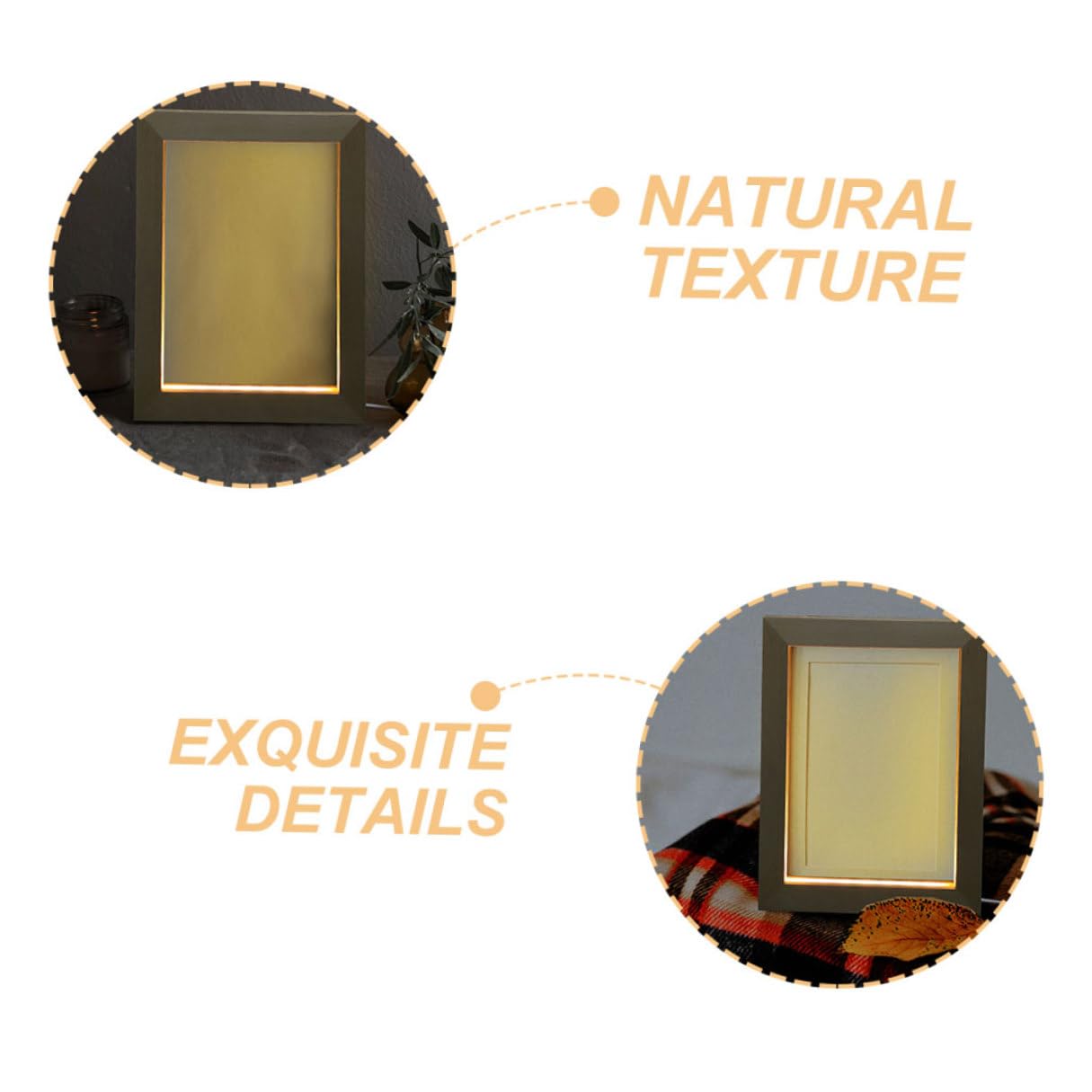 DECHOUS Marco de Fotos de Madera Maciza LED Luz Nocturna Cálida USB 170x130 Mm, Marco de Escritorio Iluminado 3d para Decoración y Exhibición de Imágenes Hogar, Pack 2 Unidades