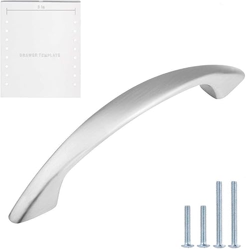 Lizavo Tiradores de níquel satinado cepillado tiradores curvados para gabinetes de cocina accesorios modernos para cajones - 3 pulgadas 2992in Lizavo Tiradores de níquel satinado cepillado tiradores curvados para gabinetes de cocina accesorios modernos para cajones - 3 pulgadas 2992in