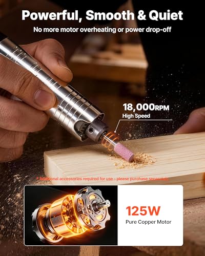 Image of VEVOR Flex Shaft Grinder, 125W 18000RPM Electric Flex Shaft Rotary Tool, Foot Pedal Control Hanging Carver Grinder with Forward-Reverse Rotation for Carving Buffing Engraving Polishing