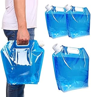 MOAMUN 3PCS Collapsible Plastic Water Container, BPA Free Portable Water Storage Bag, Folding Car Water Carrier Tank for Outdoor Sports, Hiking, Camping Picnic, Travel BBQ (5L*2/10L*1)