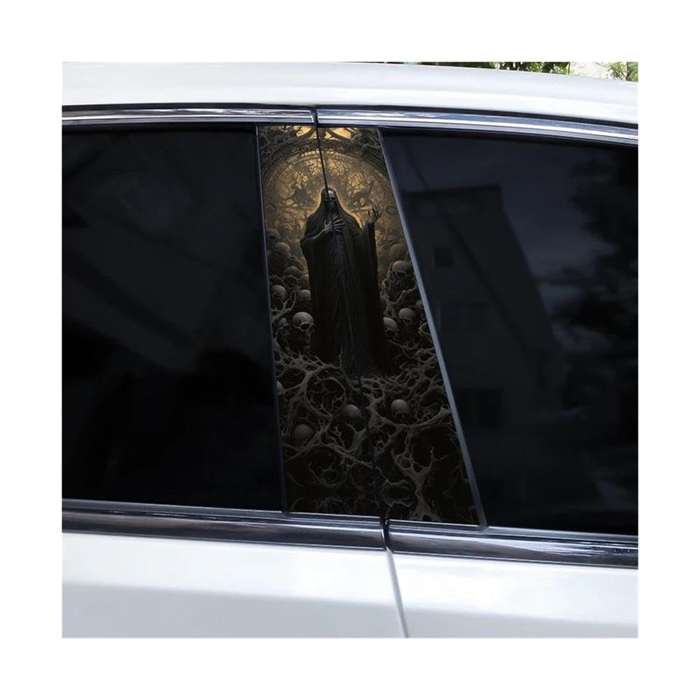 Car Parts 2pcs Grim Reaper Car B-Pillar Sticker DIY Vinyl Waterproof Car Door Pillar Decal(B)