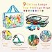 9 Packs Toy Storage Bags with Labels, Large PVC Reusable Clear Board Game Storage with Zipper, Travel Waterproof Organizer Bags for Building Blocks, Puzzle, Kids Books, Stationery (Color-9pcs)