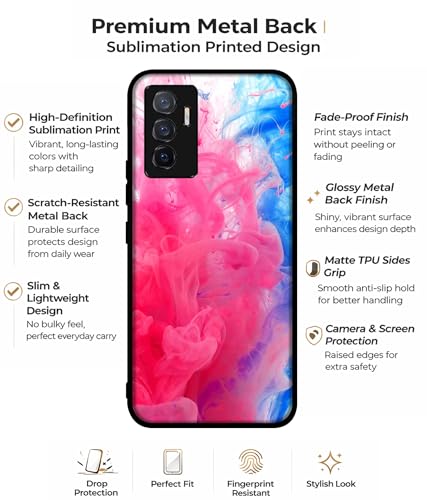 Image of Fractal Paint Design Premium 2D Printed Metal Back Case Cover for Vivo V23E 5G / Y75 4G