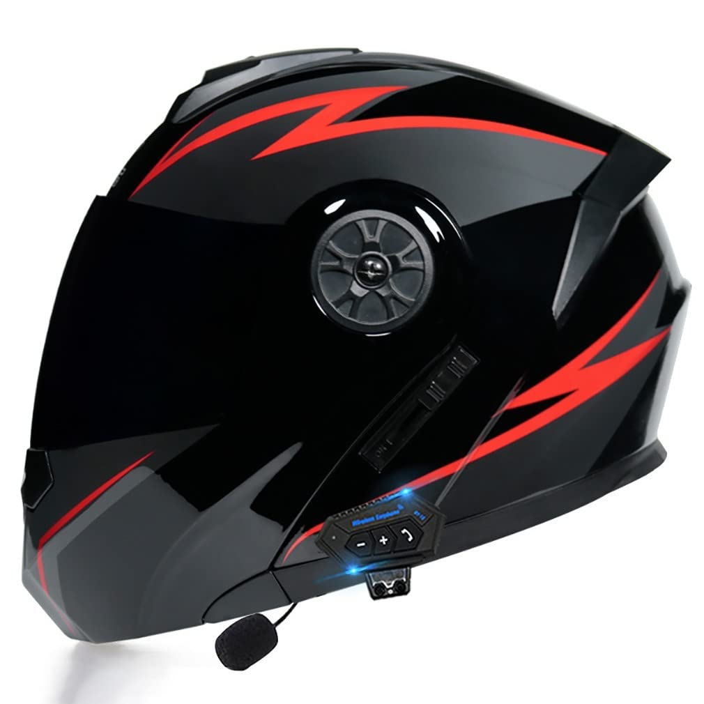 Kask motocyklowy Bluetooth Kask z klapą na całą twarz Kask motocyklowy Kask motocyklowy Zintegrowany Bluetooth Certyfikat DOT/ECE Kask przeciwmgielny Hulajnoga Podwójne lustro Unisex