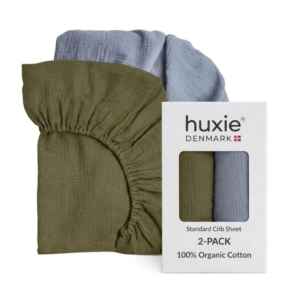 Crib Sheets, 100% Organic Cotton Muslin, 28"x52" Standard 2-Pack