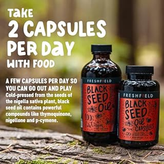 Freshfield Black Seed Oil Capsules, Tested Cold Pressed Nigella Sativa, High Thymoquinone (min 1.5%) and p-Cymene, Ultra Strength, Vegan, 100% Pure and Natural Black Cumin Seed Oil Supplement.