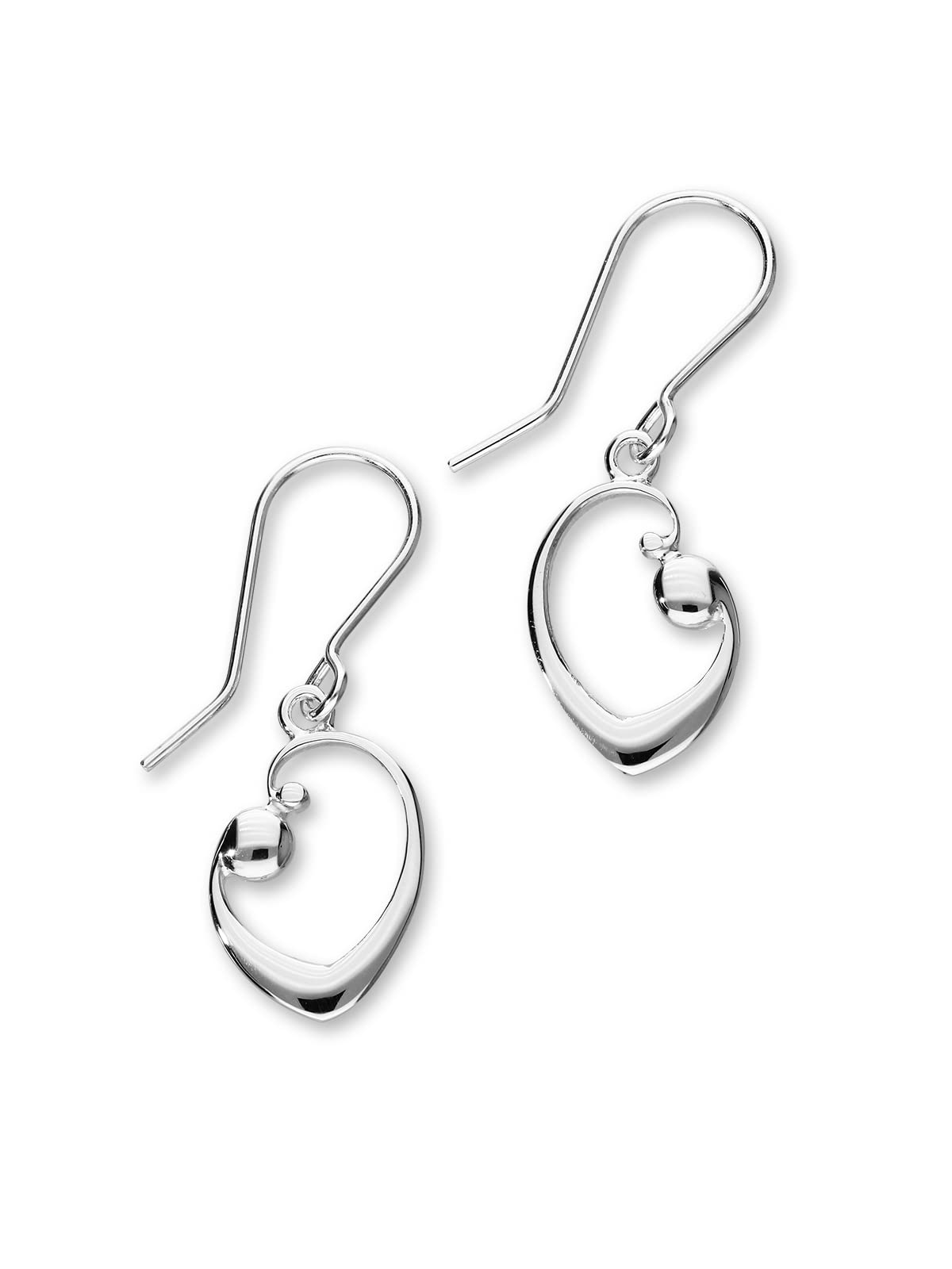 Ortak 925 Sterling Silver Handmade Drop Earrings, High Polished, Hook Design, Meira Collection, Scottish Fine Jewellery, Made in Orkney Islands, Scotland