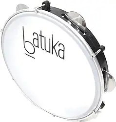 Pandeiro 10" Abs Preto Plat Inox Pele Pele Leitosa Batuka- Luen