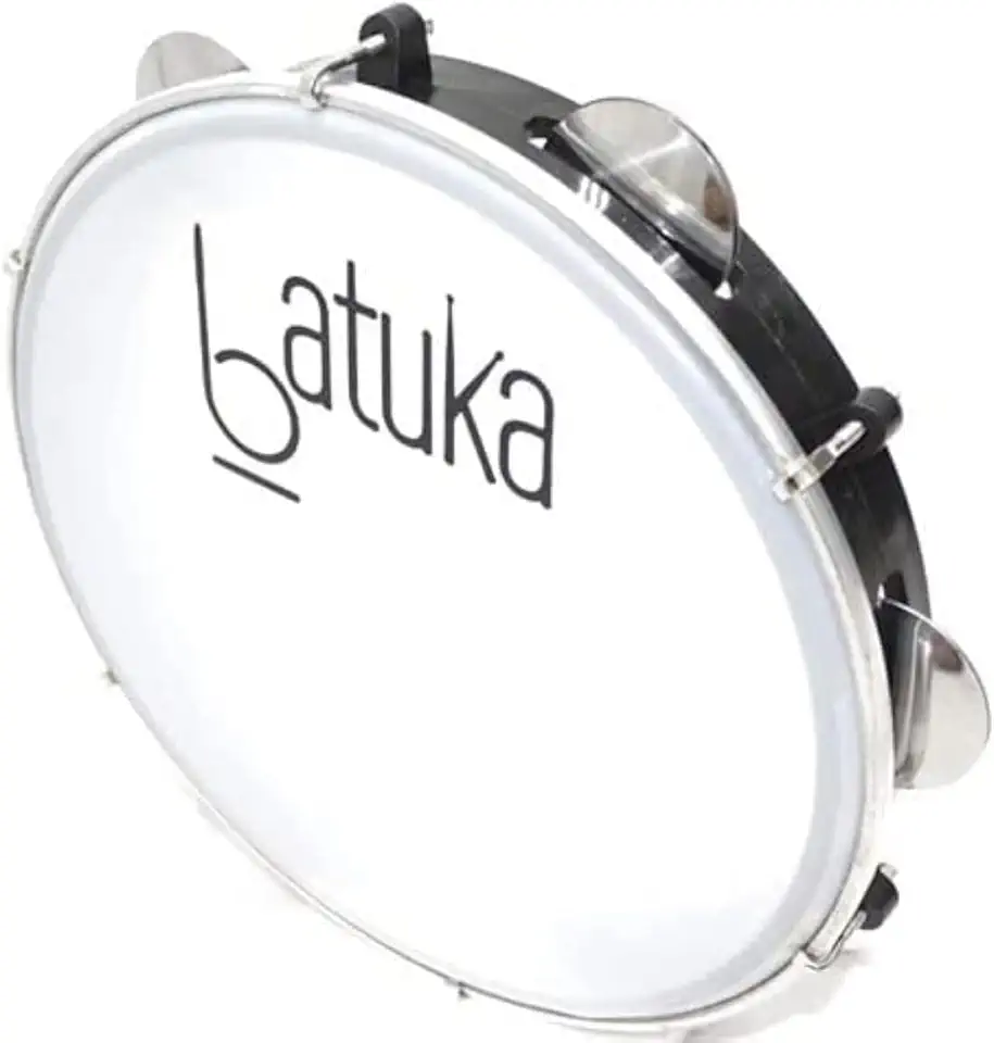 Pandeiro 10" Abs Preto Plat Inox Pele Pele Leitosa Batuka- Luen