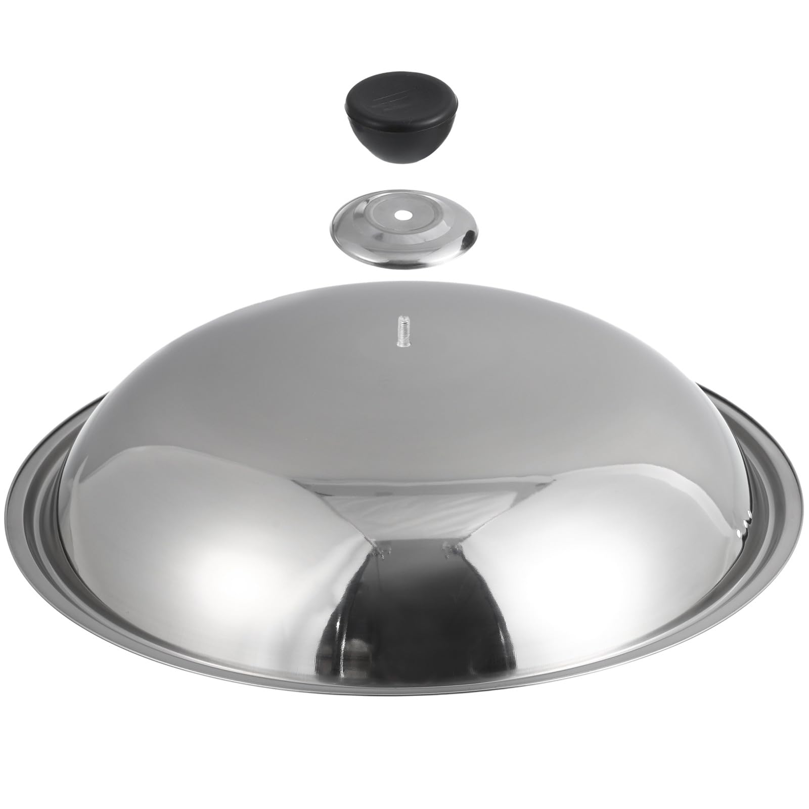 Edelstahl Topfdeckel mit Anti Verbrühschutz und Dampfsperre 36cm Spritzschutz für Wok und Kochtopf Elegante Glatte Oberfläche für Einfache Handhabung Zufälliger Stil