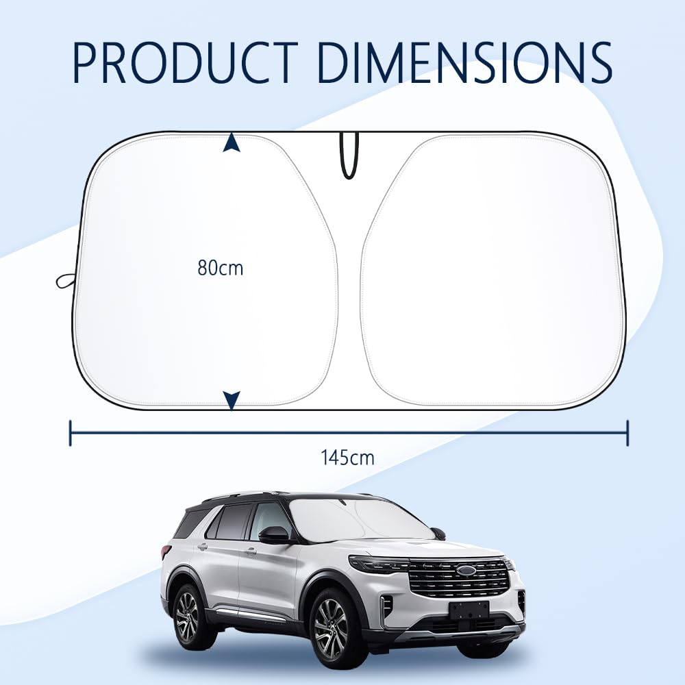Protezione Solare Spessa Parasole Auto con Sacchetto,Mantenere Accessori Auto Interno Freschi,Solare Generale Parasole Auto Parabrezza Interno per Auto Fuoristrada Veicoli Camion (L: 145x80cm)