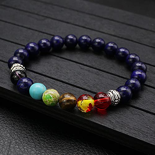 Image of 3Pcs Evil Eye Bracelet Set Chakra Beaded Bracelets Evil Eye Hamsa Blue Beaded Charm Stretch Bracelet 7 Chakra Gemstone Lava Stone Hamsa Mal De Ojo Bracelets Yoga Menditation Beads Bracelets-Dark Blue