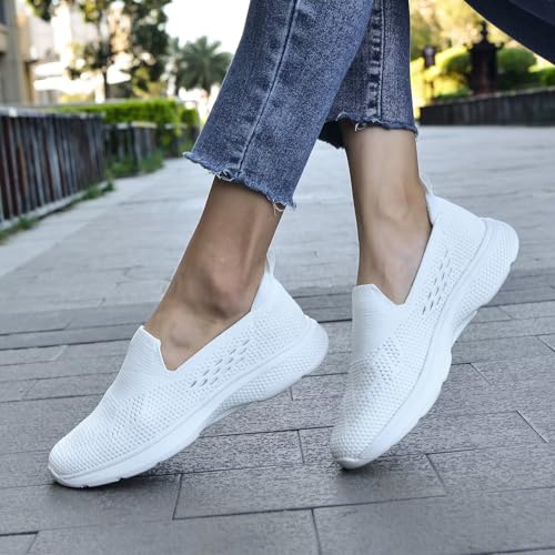 poemlady Walking Shoes Women Slip On Sneakers Knit Lightweight Comfortable Breathable Nurse Shoes for Work Travel2