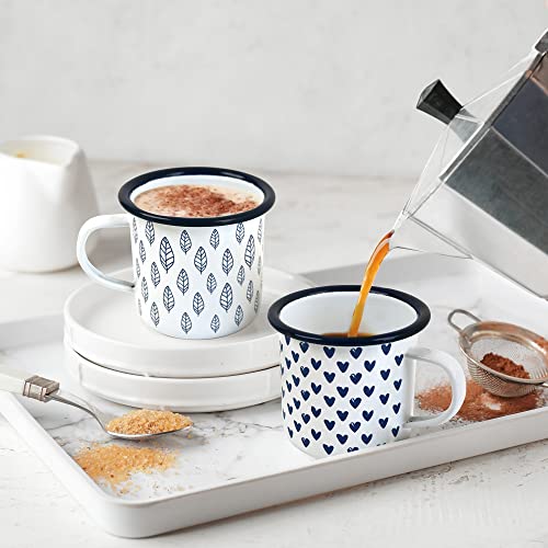 Z&Z Ornamentorum Enamel Mug 12Oz Metal Coffee Mugs Wide Handle And Blue Rim Enamelware Camping Mug For Drinking Party Camping Picnic Fishing-Set Of 4 #TOP4