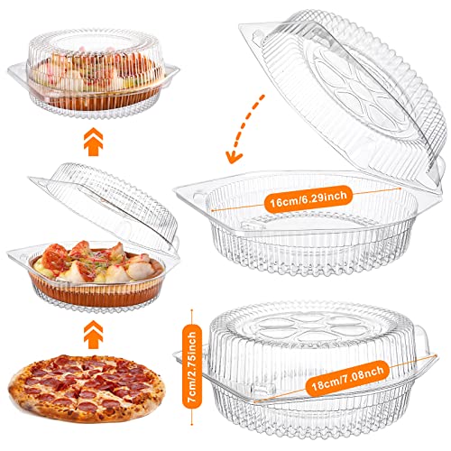 40 Pcs Disposable Pie Keeper Clear Plastic Dessert Containers With Hinged Locking Lids Round Pie Carrier Clamshell Takeout Food Containers For Flan Doughnut Cookies Salads Fruits Vegetables - 6 Inch #TOP5